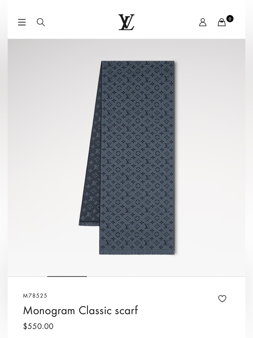 Louis Vuitton Monogram Scarf in Navy Blue